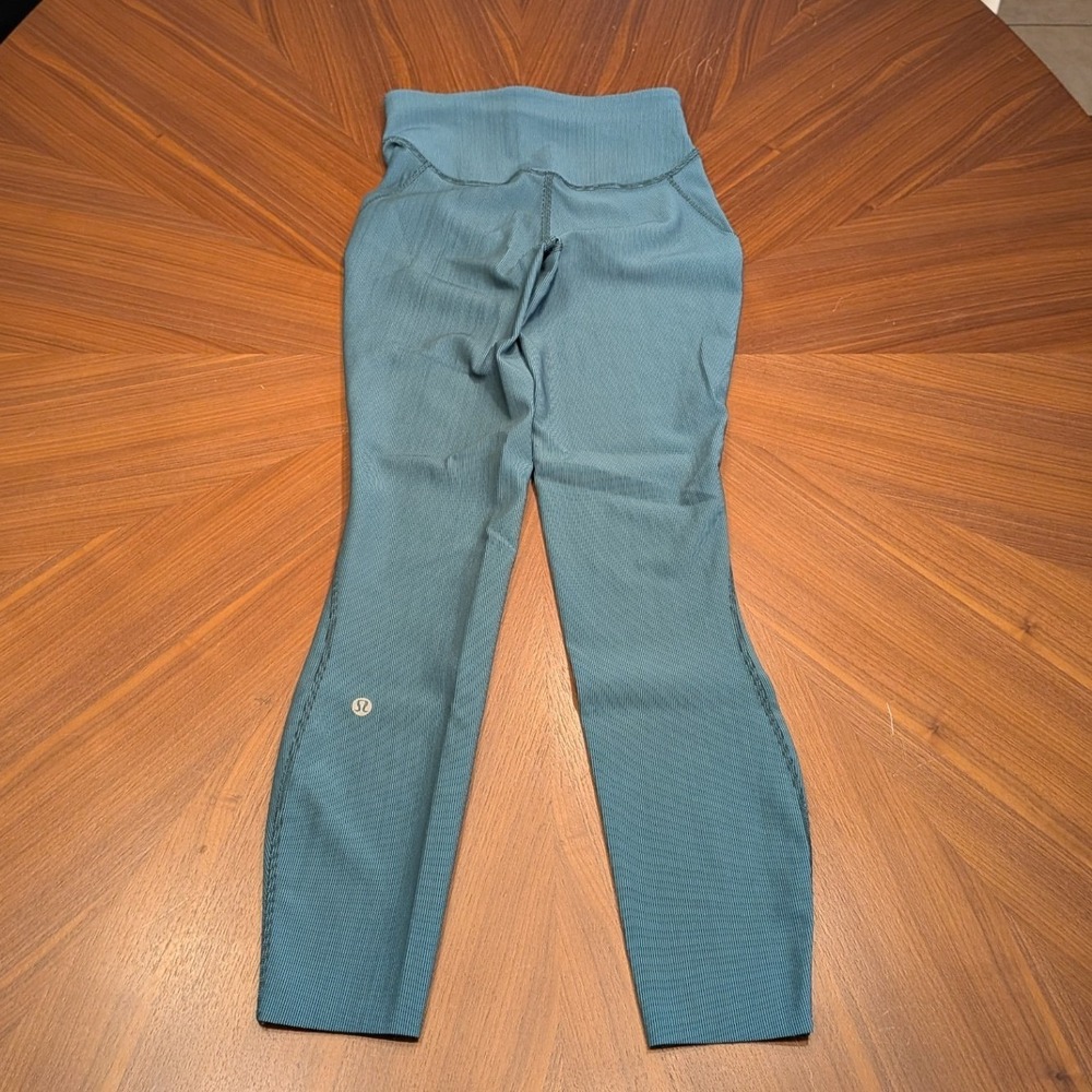 Lululemon Ribbed High Rise Leggings Women Teal Blue Excellent Textured Yoga Pant
